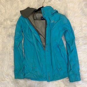 Lauren James bright blue rain jacket